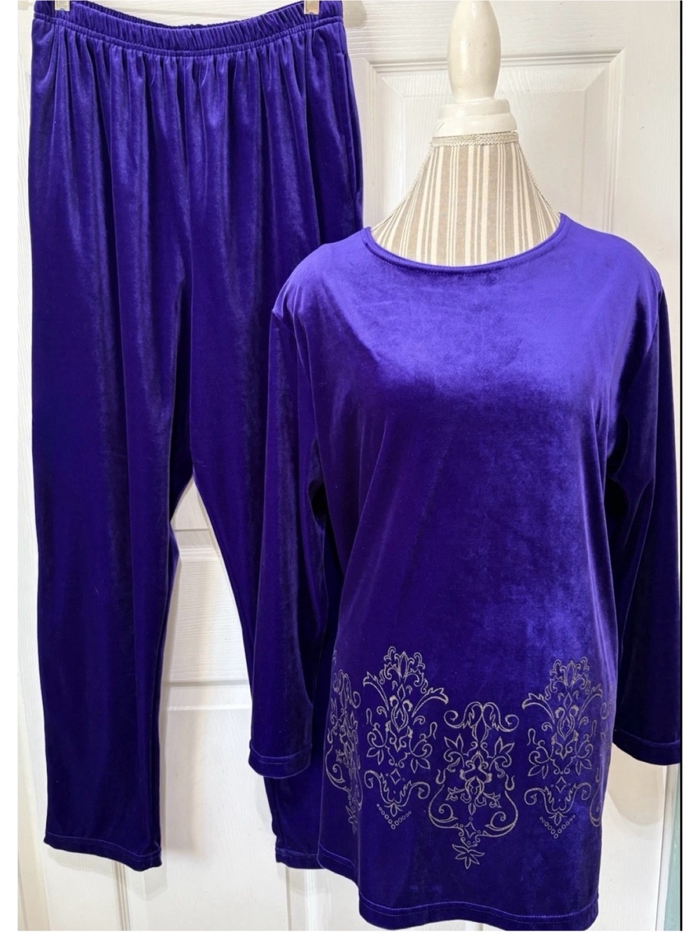 Diane Von Furstenberg DVF Color Authority Purple Velour 2 Piece Lounge Set 1X